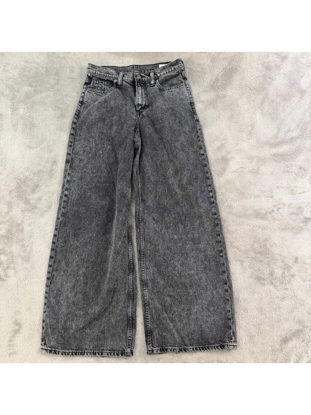 Gap 2025 Baggy Mid Rise Wide Leg Jeans Womens 00 24 Black Washed